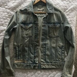 Men's Topman Distressed Denim Jacket Xs